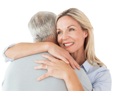 Transparent Embrace: Joyful Couple Celebrating Love