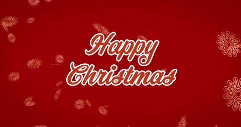 Festive Christmas Greetings on Snowflake Red Background