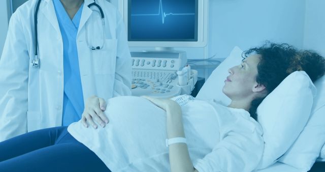 Pregnant Woman Receiving Ultrasound from Doctor - Download Free Stock Images Pikwizard.com