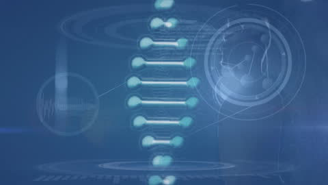 DNA Double Helix Spinning with Scientific Data Overlay