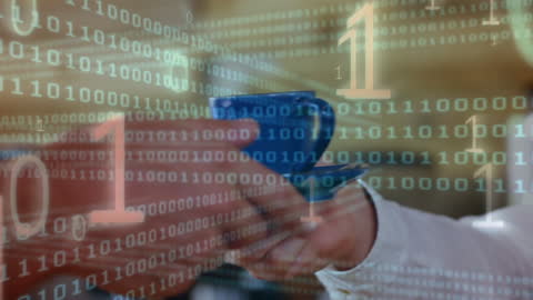 Digital Technology Overlapping Traditional Café Service Concept