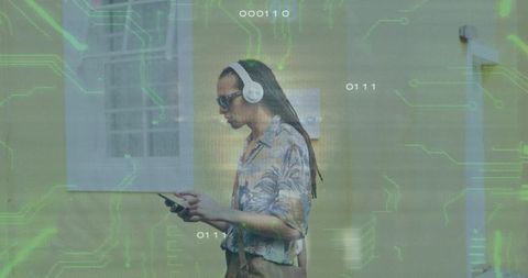 Urban Youth Immersed in Technology with Digital Overlay