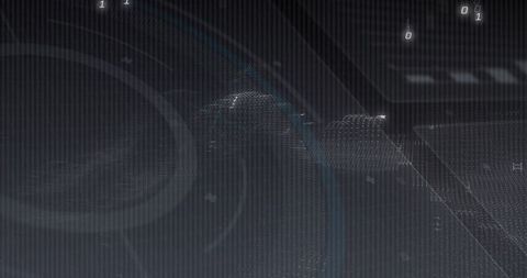 Futuristic Digital Wave in High-Tech Interface with Binary Elements