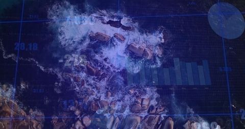 Data Analytics Merging with Aerial Ocean Waves and Rocky Coastline