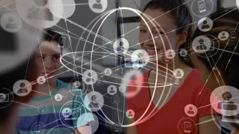 Children Collaborating with Digital Global Network Overlay