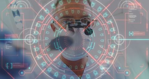 High-Tech Dentist Analyzing Data with Augmented Reality Interface