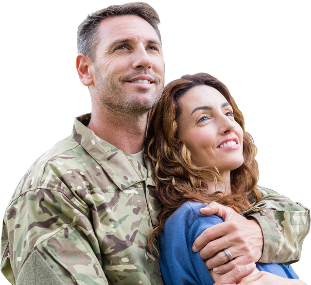 Army Man Embracing Wife while Looking Away Transparent - Download Free Stock Videos Pikwizard.com