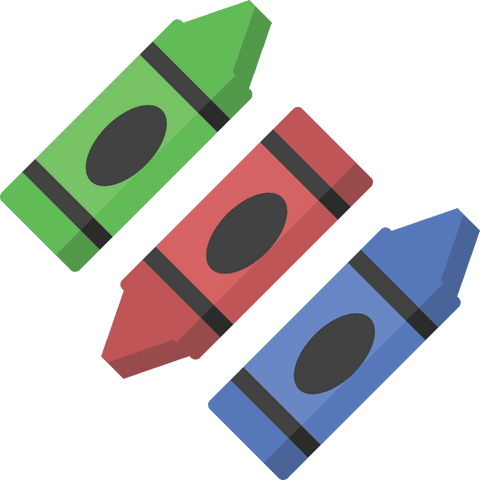 Colorful crayons illustration on transparent background