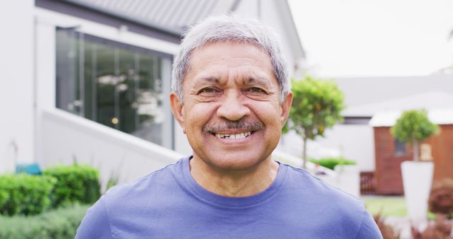 Smiling Senior Man Outdoors in Residential Area - Download Free Stock Images Pikwizard.com