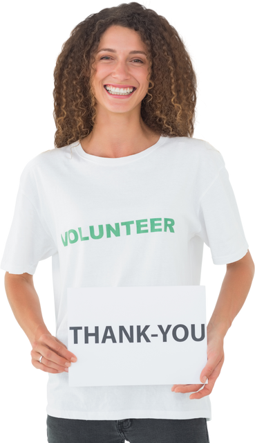 Smiling Volunteer Holding Thank You Sign Transparent Image - Download Free Stock Videos Pikwizard.com