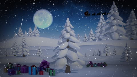 Winter Wonderland with Santa on Sleigh Scene