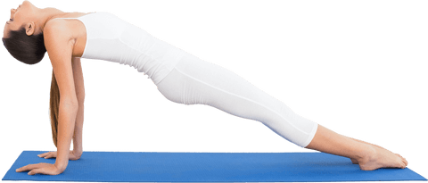 Caucasian Woman Practicing Reverse Plank Yoga Pose Transparent Background