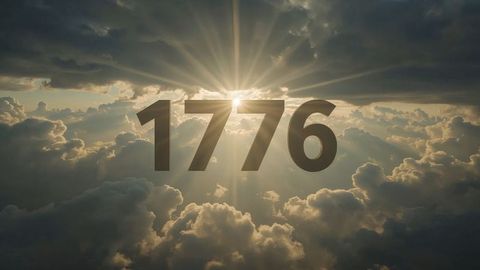 Mystical Cloudscape with Sun Rays and Number 1776