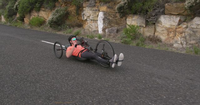 Athlete Training in Handcycle on Open Road - Download Free Stock Images Pikwizard.com