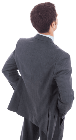transparent businessman standing with hands on hips prominent back view - Download Free Stock Videos Pikwizard.com