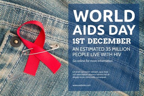 world aids day red ribbon on denim background promoting awareness - Download Free Stock Templates Pikwizard.com