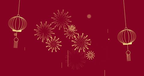 Chinese New Year Lanterns and Fireworks Celebration Background
