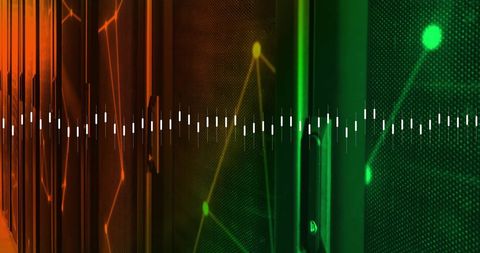 Digital Data Wave Flowing Over Servers