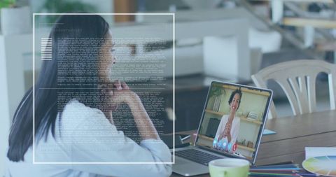 Businesswoman Video Conferencing with Digital Interface Elements - Download Free Stock Images Pikwizard.com