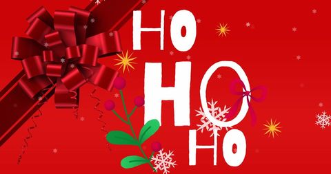 Christmas Cheerful Ho Ho Ho Text with Festive Decor
