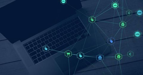 Digital Connections Over Laptop Representing Data Network
