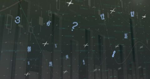 Abstract data processing with numbers on dark background