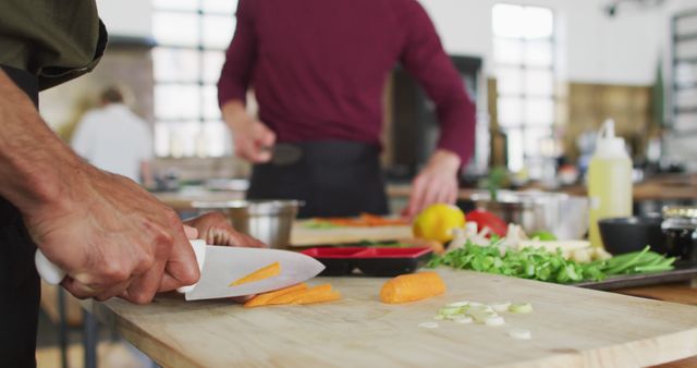 Hands Preparing Food, Chopping Vegetables in Kitchen - Download Free Stock Images Pikwizard.com