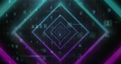 Abstract Neon Tunnel with Digital Data Elements