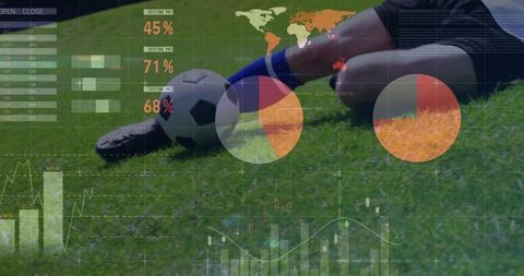 Soccer player sliding tackle with live telemetry and performance analytics overlay