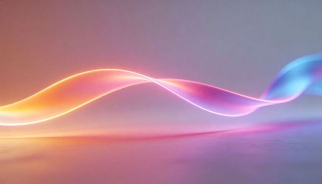Flowing Multicolor Light Ribbon Wave With Mesh Texture and Reflective Gradient