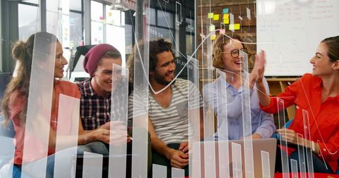 Business Team Analyzing Financial Data Overlay Collaboration