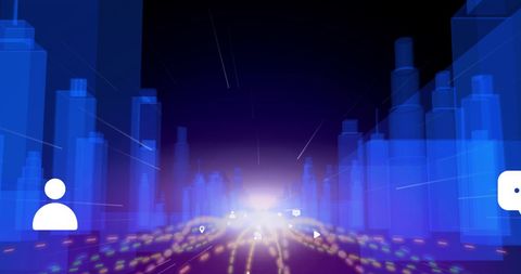 Virtual Metaverse Cityscape with Digital Interface Icons - Download Free Stock Images Pikwizard.com