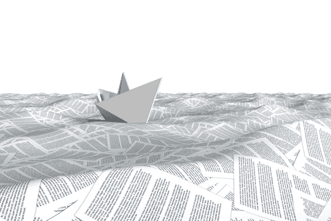 transparent origami boat floating over endless printed papers - Download Free Stock Videos Pikwizard.com