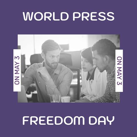 World Press Freedom Day Announcement with Diverse Colleagues - Download Free Stock Templates Pikwizard.com