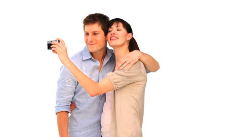 Young Couple Taking Selfie from Point of View Shot