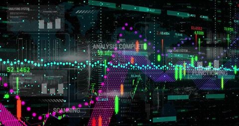 Digital Trading Dashboard with Candlestick Charts and Global Data - Download Free Stock Images Pikwizard.com
