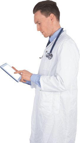 transparent doctor using digital tablet with concentration - Download Free Stock Videos Pikwizard.com