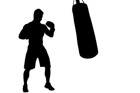 Transparent boxer practising punches for fitness training