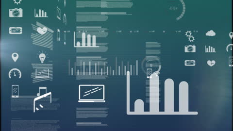 Abstract Technology Interface with Data Visualization and Charts