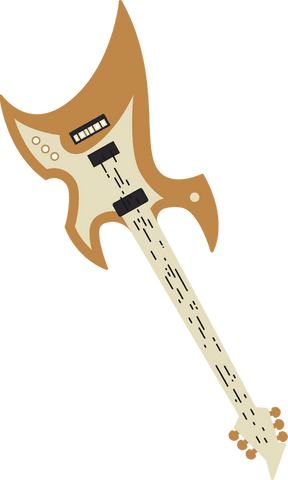 Stylish vector axe-shaped guitar on transparent background