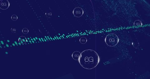 Futuristic 6G Spheres and Digital Waveform Visualization