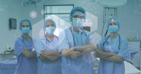 Surgeons in Operating Room with Digital Health Technology