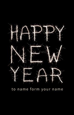 Sparkling New Year Greeting with Customizable Text on Black Background - Download Free Stock Templates Pikwizard.com
