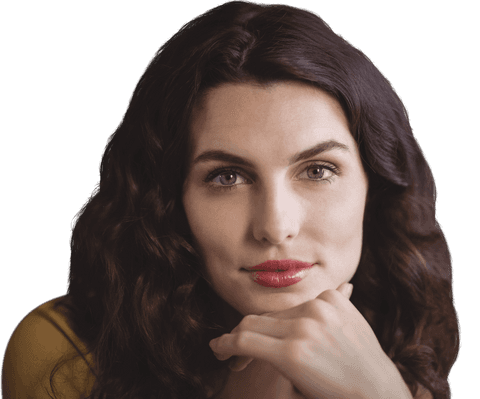 Transparent background with thoughtful young woman's face