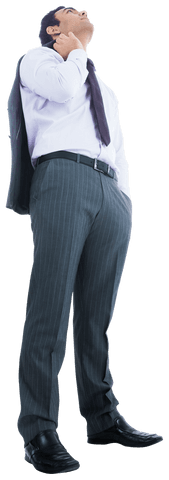 Transparent background businessman thinking