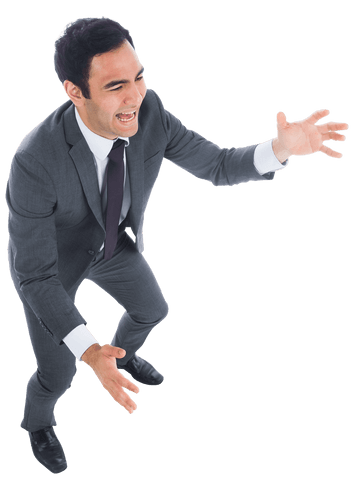 Biracial businessman shouting on transparent background