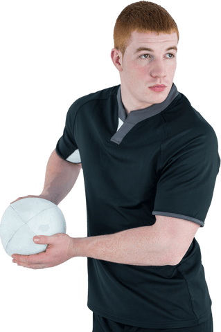 Focused Rugby Player Preparing Throwing Move Transparent Background