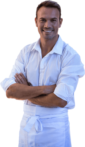 transparent chef smiling in white attire with arms crossed - Download Free Stock Videos Pikwizard.com