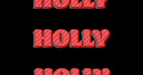Holly Text in Red on Black for Festive Holiday Design
