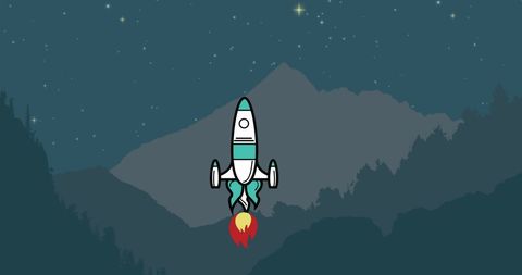 Rocket Launching into Starry Night Sky, Illustrative Concept - Download Free Stock Images Pikwizard.com